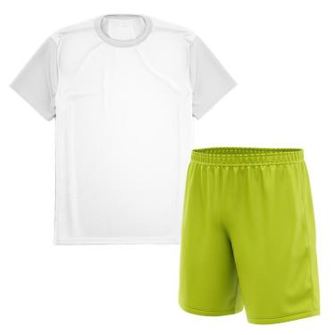 Imagem de Kit Calção Short Futebol Basquete Amarelo + Camiseta Manga Curta Masculina-Masculino
