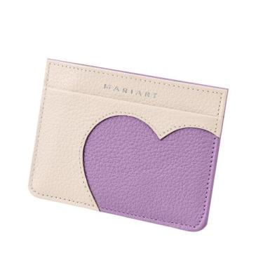 Imagem de Porta-Cartão Couro Mariart 668 - Love, Love & Love, Off white, Violeta
