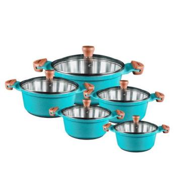 Imagem de Jogo de panelas aluminio fundido javali com tampa de vidro