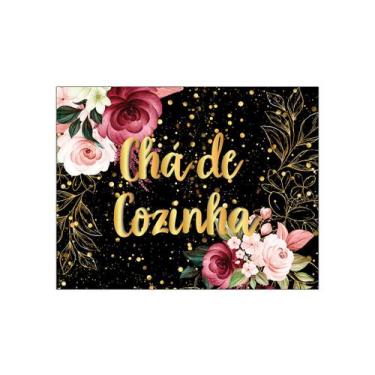 Imagem de Painel de Festa Horizontal 1,55 X 1,20 -  Chá de Cozinha Dourado Flora