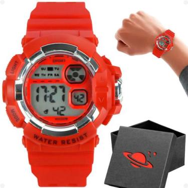 Imagem de relogio digital infantil silicone menino criança + caixa vermelho kids
