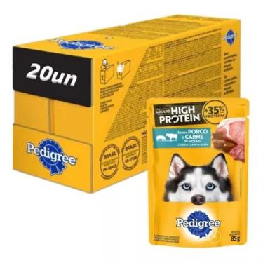 Imagem de Ração Úmida Cães Porco Carne High Protein 85g 20un Pedigree