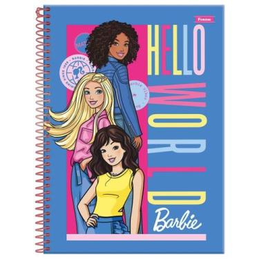 Imagem de Caderno Barbie Capa Dura Espiral 1 Matéria 80 Folhas Escolar, Azul