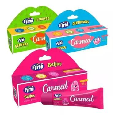 Imagem de Kit 3 Hidratantes Labial Carmed Fini Banana Dentadura Beijo