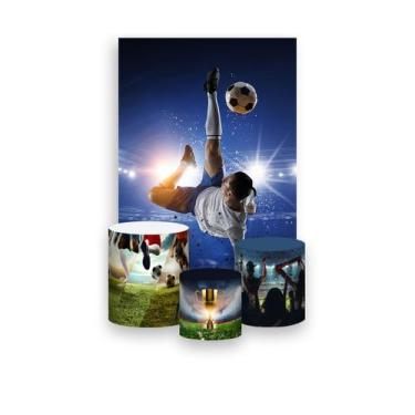 Imagem de Painel De Festa Vertical 1,50 x 2,20 + Trio De Capas Cilindro - Futebo