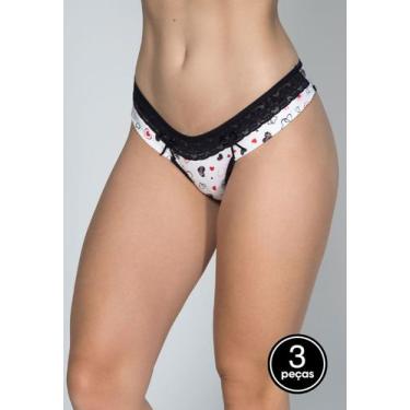 Imagem de Kit 3 Tangas Lingerie Em Microfibra Estampada Luana Luxo - WLS Modas, 
