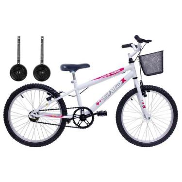 Imagem de Bicicleta Aro 20 Branca meninas Com Rodinhas - SAIDX