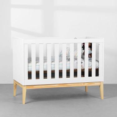 Imagem de Berço Mini Cama Noah com Pés Square Natural  Branco Fosco - Abra Cadab