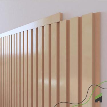 Imagem de Painel Ripado Cabeceira Quarto Cama Casal - Play Creme - Meu Rodapé