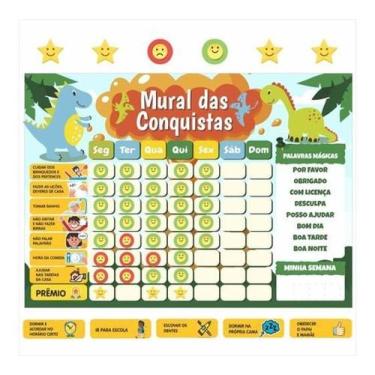 Imagem de Quadro De Rotina Infantil De Parede Atividade Incentivo Dino - Home&Pl