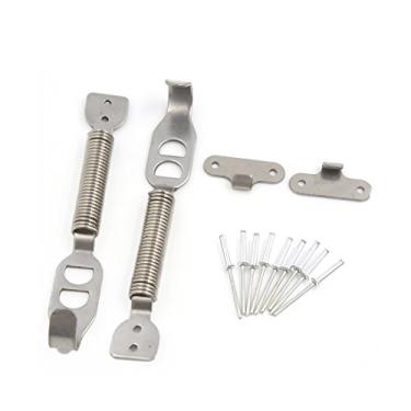 Imagem de uxcell Conjunto de kit de trava de pino com fecho de molas de capota em tom prateado com 2 peças para carro automotivo