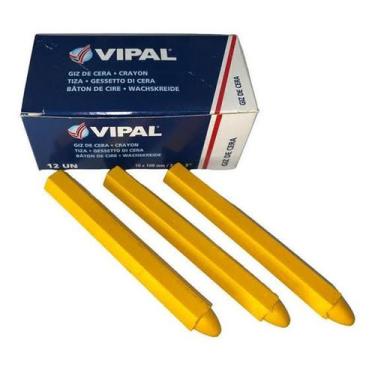 Imagem de Giz De Cera Amarelo Uso Profissional Borracharia Cx 12 Vipal