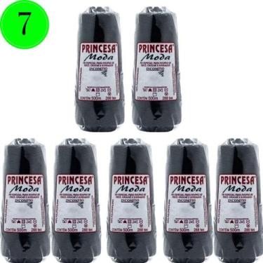 Imagem de Kit 7 Linhas Princesa Moda Preta Cone com 500 Metros de Polipropileno 