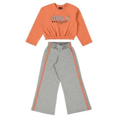 Imagem de Conjunto Blusão Cropped e Calça Infantil Menina Guloseima, Laranja, 1