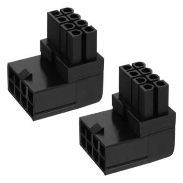 Imagem de eMagTech 2 peças, adaptador de alimentação 8 pinos, GPU VGA de 90 graus, conector PCIe para computadores de mesa, placa gráfica, adaptador de cotovelo de ângulo reto, preto (inclinado para cima)
