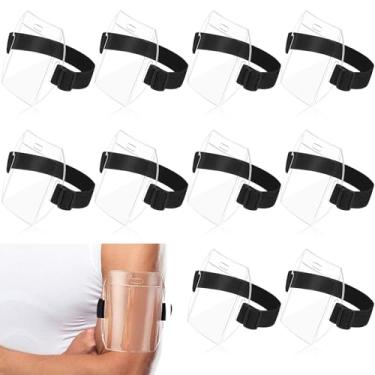 Imagem de Braçadeira para crachá de braço com suporte para cartão de identificação e alça ajustável preta para passagem de trabalho, tamanho universal