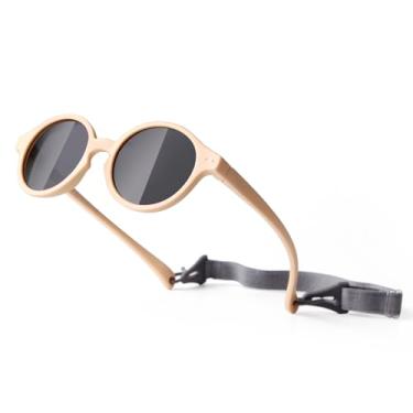 Imagem de SORVINO Óculos de sol para bebês com alça ajustável TPEE armação flexível polarizada para meninos de 0 a 24 meses, Marrom claro, P