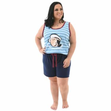 Imagem de Pijama Feminino Plus Size Regata Verão - Pérola Pijamas, Oliva, G2
