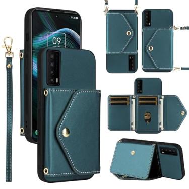 Imagem de Dswteny Capa carteira para TCL Stylus 5G 2022 com cordão de pulso alça de ombro bolsa flip, suporte de cartão de crédito de couro PU acessórios capa de celular para TLC Stylo G5 6.81 T779W mulheres