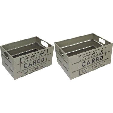 Imagem de Jogo 2  Caixas Decorativa Organizadora Home&Co Metal Cinza