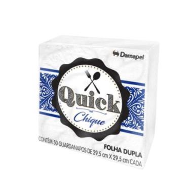 Imagem de Guardanapo de Papel Folha Dupla 29,5x29,5cm Pacote c/ 50un Quick Damap