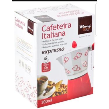 Imagem de Cafeteira Italiana Alumínio Decorada Coração 6 Xícaras 300ml - Wincy