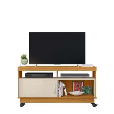 Imagem de Rack Artur Para TV 50 Polegadas Com Rodízios Cinamomo e Off White - Ma