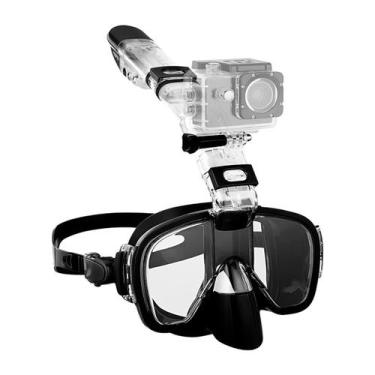 Imagem de Máscara de Mergulho Com Snorkel e Suporte Câmera Preta g - 5SPORTS