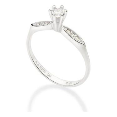 Imagem de Anel Solitário Cravejado Por 6 Zircônias D 810248 - Rommanel, Branco, 