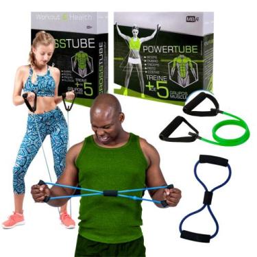 Imagem de Kit 2 elasticos extensor para malhar o corpo inteiro penas braços abdo