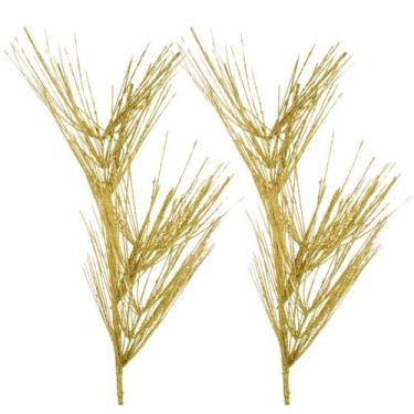 Imagem de Jogo 2 Galhos Decorativos Natal Espetos Luxo Glitter Dourado 40cm - Be