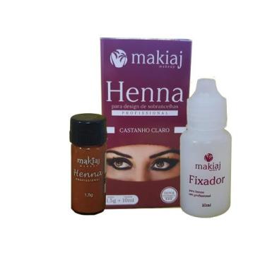 Imagem de Makiaj Kit Henna Design Sobrancelha Profissional 1.5g e 10ml Fixador T