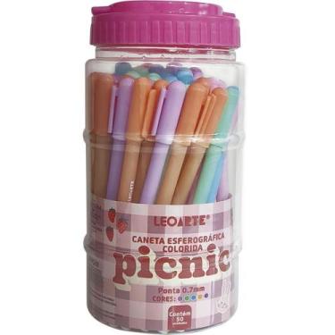 Imagem de Caneta Esferográfica Picnic 0,7MM - 5 Cores - Pote com 50 Unidades - L