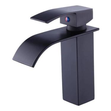 Imagem de Torneira Banheiro Preta Cascata Misturador Monocomando Baixa - zrz