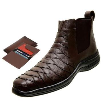 Imagem de Bota Masculina Coturno Resistente Casual Ortopédica Robusta Detalhe Es