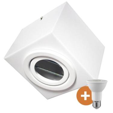 Imagem de Spot Plafon Box Sobrepor Quadrado Par20 Direcionável Branco + Led - AZ