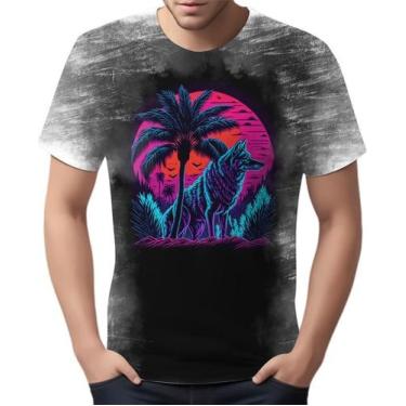 Imagem de Camiseta Camisa Estampada T-shirt Face Lobo Neon Canino 4 - Enjoy Shop