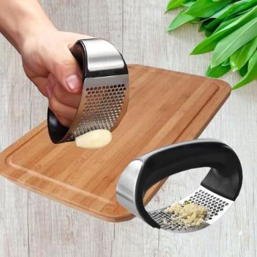 Imagem de Espremedor Amassador Triturador De Alho Inox Manual Cozinha Achadinhos