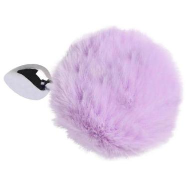 Imagem de Plug Anal em Aço Pompom de Coelho  Lilas - 7,7cm X 2,9cm - Metal Toys