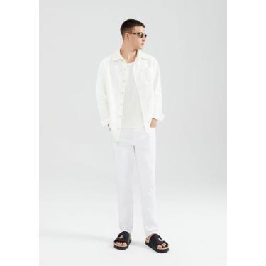 Imagem de Calça Masculina Slim Em Sarja - Hering, 050, Branco