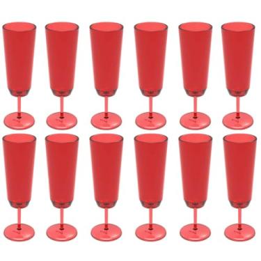 Imagem de Conjunto 12 Taças para Espumante Champanhe Crippa Plástico Vermelho Translúcido