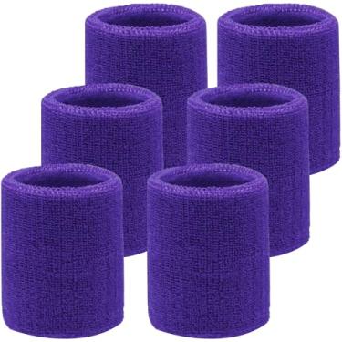 Imagem de IMAGERIO Pacote com 6 pulseiras de pulso de 10 cm, faixas de pulso para tênis absorventes para homens e mulheres, faixas de suor de algodão respirável para malhar, futebol, basquete, corrida atlética,