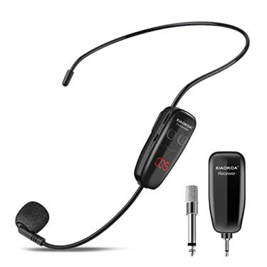 Imagem de Microfone Sem Fio, Sistema de Microfone de Montagem em Cabeça UHF, Receptor Transmissor Recarregável com Display Digital LED, Adequado para Ensinar Guia Turístico de Instrutor de Fitness