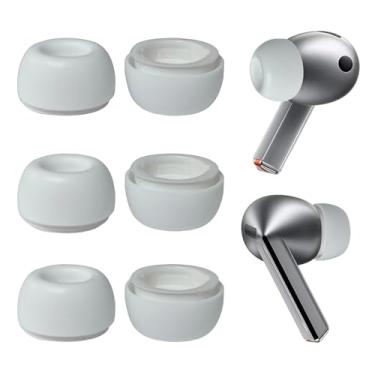 Imagem de Pontas de substituição de fones de ouvido de silicone compatíveis com fones de ouvido Samsung Galaxy Buds 3 Pro, tamanho grande, 3 pares, branco