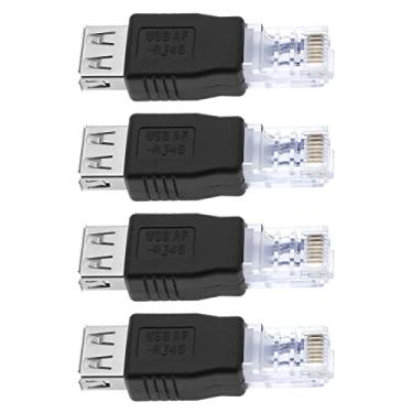 Imagem de Micro Traders Pacote com 4 adaptadores Ethernet para USB - USB 2.0 fêmea para conector Ethernet RJ45 - Preto