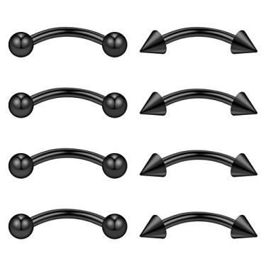 Imagem de Ruifan 4PRS Piercing de Sobrancelha Barra Curva com Bola/Kit de Pike Sobrancelha Tragus Lip Ring 16 G Calibre 16 8 mm