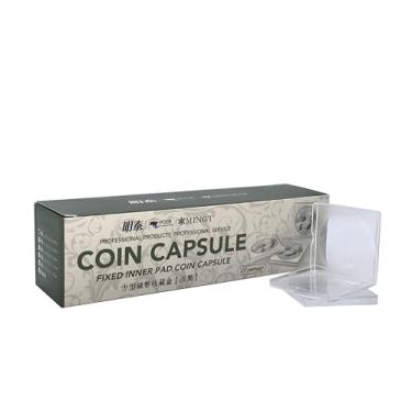 Imagem de PCCB MINGT 20PCS Type C Square Coin Capsule with White Adjustable Inner Pad Coin Holder Acrylic Display Case for Coin Collection and Supplies