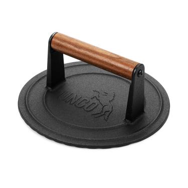 Imagem de UNCO - Prensa para churrasqueira de ferro fundido, prensa de hambúrguer de ferro fundido, esmagador de hambúrguer para prensa de grelha, prensa de hambúrguer para hambúrgueres, prensa de bacon para