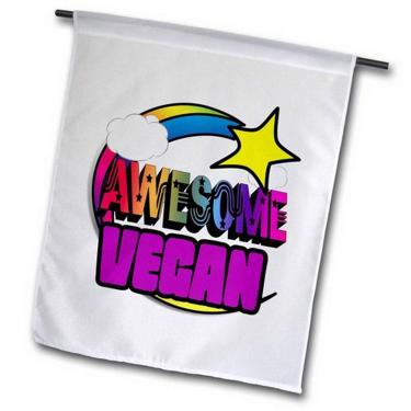 Imagem de 3dRose fl_201442_1 Bandeira de jardim vegano incrível de arco-íris de estrela cadente, 30,48 x 45,72 cm