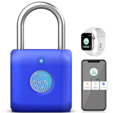 Imagem de Pothunder Cadeado de impressão digital, cadeado inteligente, trava de armário, trava de impressão digital com desbloqueio de aplicativo, recarregável por USB, adequado para armário de academia